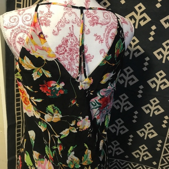 Green, Red, Yellow Floral Strappy Maxi Dress - Picture 3 of 3